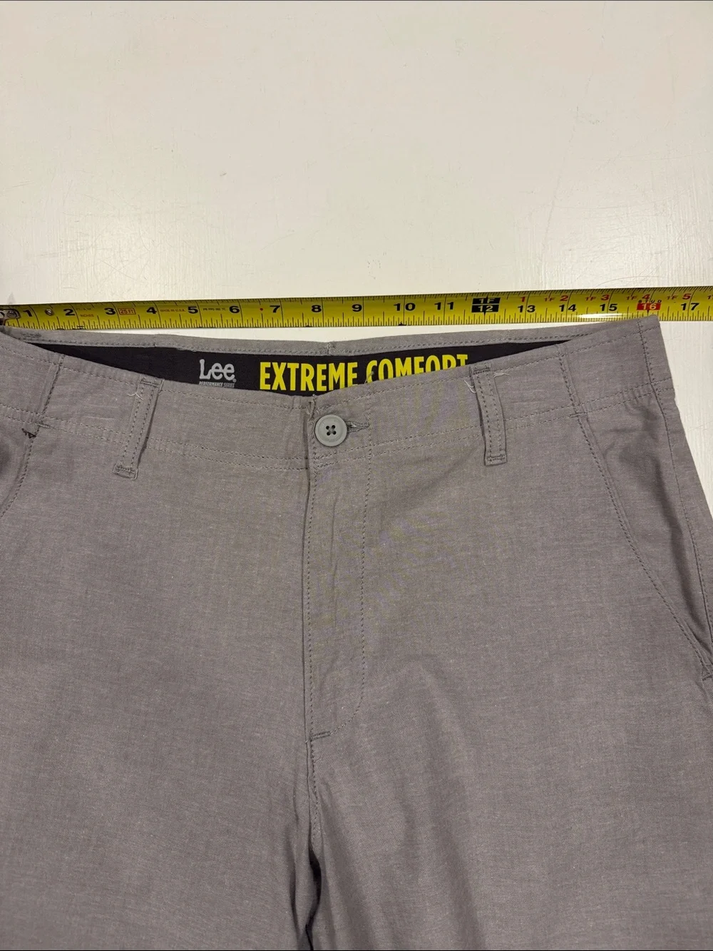 Lee Men's Extreme Comfort Light Gray Chambray Flat Front Shorts